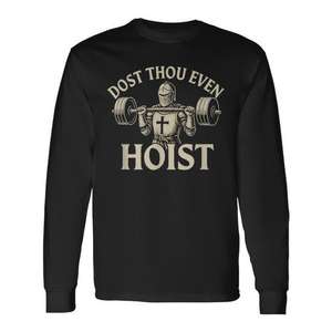 Dost Thou Even Hoist T-shirt à manches longues pour entraînement de gym, motif chevalier médiéval - Product Image 1