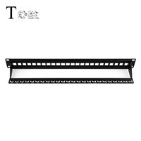 Panel Patch Jaringan TOM-P-21 Blank 19in 1U UTP dengan Back Bar Unshielded RJ45 24-Port Hitam untuk Bersertifikasi