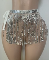 Großhandel breite Taille kurze ausgestellte gotische Pole Stretch Micro Minirock Pailletten Fransen Kleid
