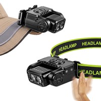 500mAh Wiederaufladbare Clip-Stirnlampe Mini-LED-Kappenleuchte mit Bewegungssensor Verstellbare Outdoor-Lauf- und Angellampe für Camping