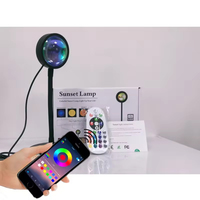 Lampu Proyeksi Senja Pintar Aluminium Putih Modern RGB 16 Warna LED USB APP/Remote/Kontrol Rotasi 360 Derajat untuk Hotel/Pesta