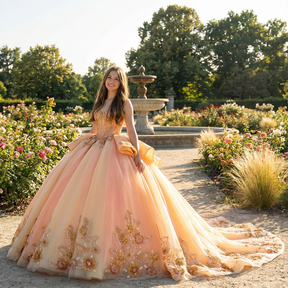 slim fit dress slacks Gold Thin Strap Pleated Metallic Gown With 3D Flower main image 1