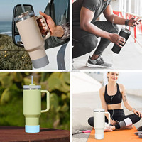 Gobelets isothermes personnalisés en acier inoxydable de 40 oz avec logo couleur UV, poignée, isolation sous vide, isolation thermique de 12 à 24 heures