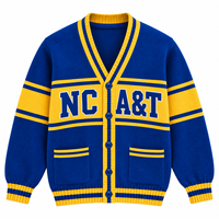 Pull personnalisé avec logo OEM pour homme, pull d'hiver décontracté brodé, tricot ample, veste universitaire, cardigan tricoté pour homme