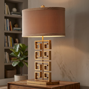 Brown Zig Zag Metal <b>Floor</b> <b>Lamp</b> E26 Bulb <b>Base</b> Drum Shade AC Custom Packaging-Simple Design for Modern Living Room Bedroom Decor - Product Image 3