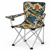 Chaise de voyage pliante robuste avec accoudoirs, porte-gobelet et motif logo personnalisé pour le camping en plein air (vente en gros)