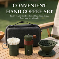 Kit de café manuel classique 4 pièces en acier inoxydable avec filtre, égouttoir et moulin, qualité alimentaire, pour une infusion de style café