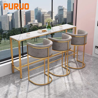 Nouveau Tabouret de Bar Haut de Gamme en Similicuir et Laiton, Chaise de Bar Club de Luxe pour Fournisseurs