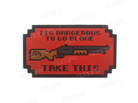Patch Taktis PVC Lunak 3D Desain Kartun Berbahaya Jika Pergi Sendirian Lencana Moral Stiker Hook and Loop untuk Tas Ransel