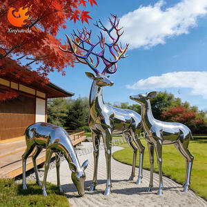 Sculpture de cerf en acier inoxydable de haute qualité pour l'extérieur, statue de renne en métal pour la décoration de jardin - Product Image 3