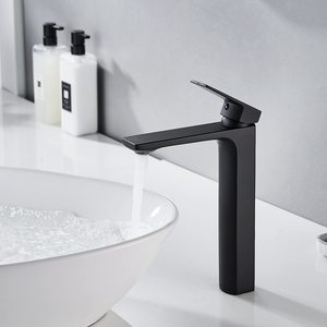 Rubinetto Moderno <span class=keywords><strong>Nero</strong></span> <span class=keywords><strong>Opaco</strong></span> in Ottone, Miscelatore Artistico per Lavabo a Vaso, Monoforo Alto per Bagno, Hotel, Camera da Letto, Corridoio - Product Image 3