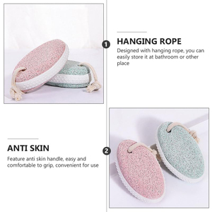 Piedra exfoliante para pies con correa de cuero y banda de goma, color sólido, para uso doméstico, elimina callosidades y piel muerta, piedra vulcánica para pies - Product Image 4