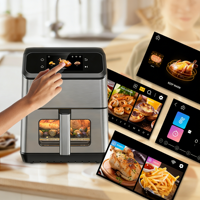 Freidora de Aire Digital Inteligente de 6.5L con Pantalla Táctil TFT de 4.3 Pulgadas, Recetas Integradas, Horno Eléctrico Digital a Color para Uso Doméstico