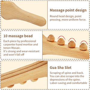10 perline in legno Guasha Stick rotolamento per tutto il corpo massaggio universale bellezza legno raschiatura strumento indietro Guasha Relax - Product Image 2