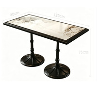 Ensemble table et chaises en bois massif de style rétro américain, table à manger en marbre durable pour hôtels commerciaux et cafés