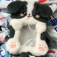 Porte-cartes animalier en peluche lapin mignon, style dessin animé, protecteur pour carte d'étudiant, carte de bus et porte-photo, avec fonction pendentif