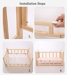 Gran oferta, litera de madera para interiores para perros y gatos, cama para dormir con juegos de cama, cama para gatos de madera maciza para perros - Product Image 4