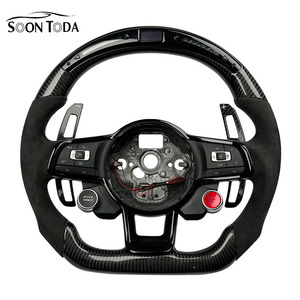 Volant <span class=keywords><strong>Audi</strong></span> A7 SOON TODA, modèles 2012-2020, garniture en cuir et fibre de carbone, design <span class=keywords><strong>sport</strong></span> à fond plat pour une conduite confortable sur de longues distances - Product Image 1