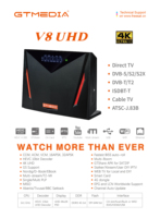Décodeur V8 UHD 4 Go de RAM 4K DVB-S/S2/S2X, DVB+T/T2/ISDB-T/Câble (J.83A/C)/ATSC-C avec Wi-Fi intégré, idéal pour l'Asie et l'Afrique