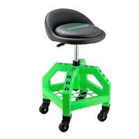Tabouret de mécanicien pneumatique robuste à rotation 360°, hauteur réglable, siège roulant pour atelier, structure métallique pour garage et réparation