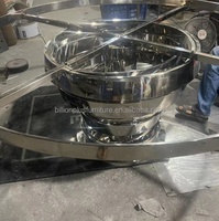 Ensemble de table à manger en marbre doré avec base en acier inoxydable doré pour mariage, fête, maison, hôtel, pieds en métal robustes, capacité de 450 kg