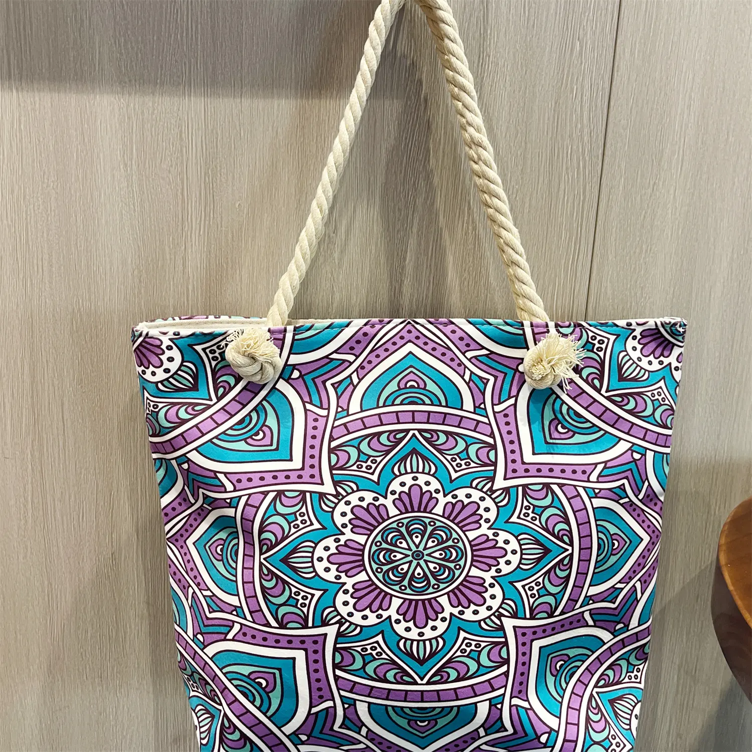 Bolso de playa de verano para mujer personalizado al por mayor, bolso de mano de lona de algodón de gran capacidad para viajes y vacaciones, bolso de mano de playa para mujer al por mayor