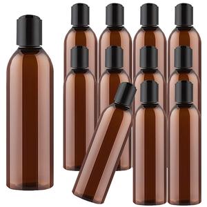 Empty Plastic Squeeze Amber Travel With Flip Cap Round Refillable Containers For Liquid Body Soap Lotions Creams Shampoo Bottles