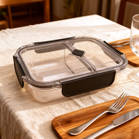 Boîte à bento chauffable à 2 compartiments en nouveau matériau avec couvercle en plastique, boîte à repas portable pour salade et aliments