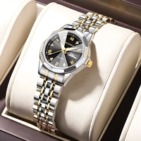 Montre de style nouveau pour femmes, étanche, lumineuse, double calendrier, bracelet en acier serti de diamants, boucle papillon