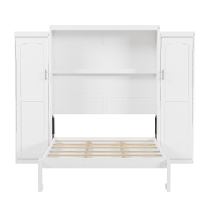 Cama Murphy Moderna de Madera de Pino Sólido con 2 Armarios y Estantes de Almacenamiento, Plataforma Multifuncional Plegable, Ecológica y Duradera - Product Image 4