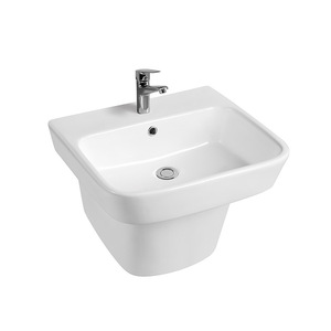 Lavabo suspendido de cerámica de 38 cm, diseño moderno para baño doméstico. - Product Image 1