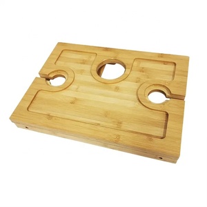 Portabottiglie da esterno portabicchieri in vetro barbecue in legno campeggio picnic pieghevole <span class=keywords><strong>tavolo</strong></span> da picnic in bambù con <span class=keywords><strong>gambe</strong></span> regolabili - Product Image 2