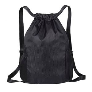 Sac à dos à cordon avec poche avant zippée, sac à dos Ripstop à cordon de serrage, poches latérales en maille, bretelles réglables, léger et décontracté - Product Image 1