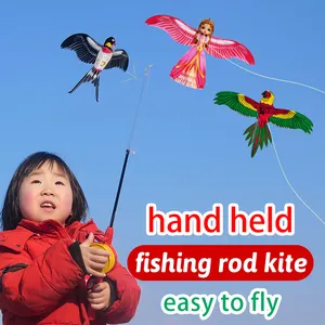 Novo Produto Hand-Held Vara De Pesca Especial das Crianças mostram Mini patang artesanal Pipa Brisa Fácil de Voar Mini Swallow