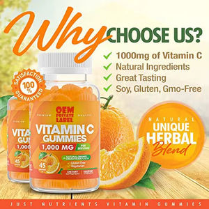 Gomitas de Vitamina C 1000mg OEM/ODM con Extractos Herbales, Suplemento de Apoyo Inmunológico con Vitaminas A, E y Zinc para Adultos y Niños - Product Image 3