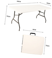 6FT prix moins cher salle à manger événement 1.8 M rectangle extérieur table pliante en plastique