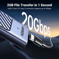UGREEN 20Gbps kandang M.2 NVMe SATA SSD, kompatibel dengan 10Gbps USB C eksternal M.2. USB 3.2 Gen2 mendukung UASP Trim
