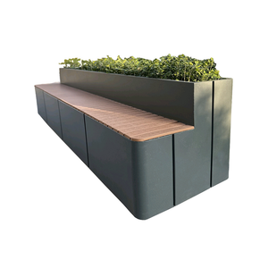 Banco de Exterior Moderno con <span class=keywords><strong>Jardinera</strong></span> Integrada de <span class=keywords><strong>Acero</strong></span> Galvanizado, Mobiliario Público para Calle con Asientos para Parque y Jardín - Product Image 2