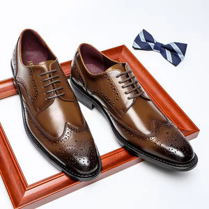 <b>Mens</b> Business Dress Leather <b>Shoes</b> British Leather Grain Pointed Tip Breathable Lace up High End Handmade Casual <b>Mens</b> <b>Shoes</b> - Product Image 1