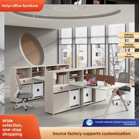 Bureau de travail en bois blanc, combinaison de sièges pour 2/4/6 personnes, design moderne et simple avec bibliothèque et chaise