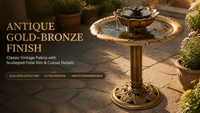 Fontaine solaire pour bain d'oiseaux à 2 niveaux en cascade, bassin en forme de lotus, piédestal en bronze antique, élément aquatique pour jardin et terrasse extérieurs