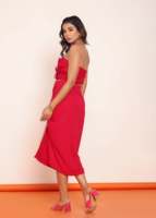 Ensemble coordonné pour femme : Haut tube rouge avec jupe à cordon de serrage – Tenue d'été élégante pour soirée, coupe confortable, légère et tendance, style décontracté