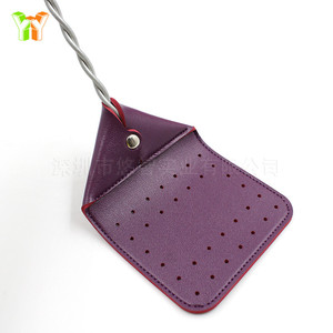 Matamoscas de mango largo para el hogar, matamoscas manual de cuero PU, herramienta para matar mosquitos, matamoscas de malla para cocina. - Product Image 3