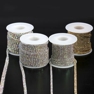 Chaîne de strass à dos plat en forme ronde à <span class=keywords><strong>2</strong></span> rangées, écologique, à coudre, SS6 SS12 SS16, cristal en vrac pour la décoration de robes - Product Image 5