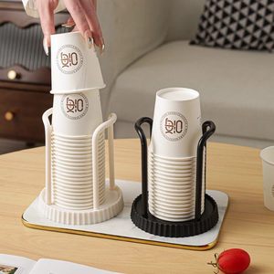 Porte-gobelets jetables ronds sur pied pour ustensiles de cuisine, noir et blanc, quantité de 300 cartons - Product Image 3