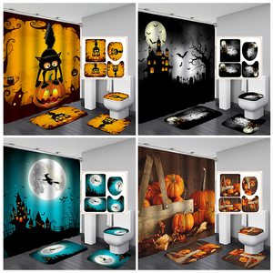 Halloween impermeabile zucca stampa semplice <span class=keywords><strong>bagno</strong></span> <span class=keywords><strong>bagno</strong></span> 4 pezzi tenda doccia con <span class=keywords><strong>tappeti</strong></span> - Product Image 1