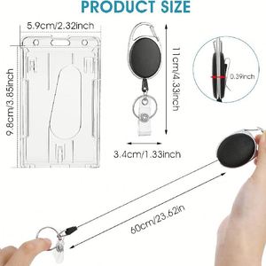 X57 - Porta Tarjetas de Identificación Retráctil de Doble Uso, Porta Credenciales Ovalado de Plástico, Horizontal y Vertical, en Oferta - Product Image 3