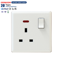 Prise murale OEM 13A avec interrupteur et voyant néon, 1 gang 1 voie, stable, vente en gros