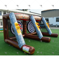 Jeu de lancer de hache gonflable personnalisé à double voie, jeu interactif de cible, idéal pour les fêtes de carnaval, les événements en plein air et la location en jardin.