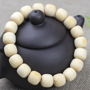 Golden Bamboo <b>Bracelet</b> Barrel <b>Beads</b> 10x11mm Single Strand For <b>Men</b> Women Couples Gift Handmade Jewelry - Product Image 1